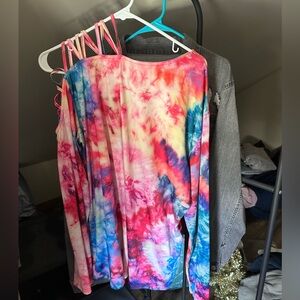 Open Shoulder Ty-Dye Blouse